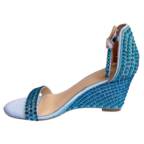 NEW Betsey Johnson SB Debie Blue Rhinestone PUMP SANDAL Womens 7 SHOES Bling NIB - Picture 3 of 14